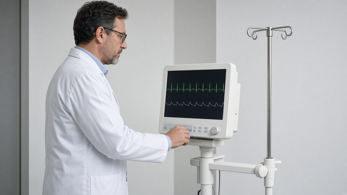 Doctor at a nurse station with a blank clipboard